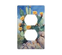 Watercolor Cactus Outlet Cover Light Switch Cover Decorative 1 Gang Wall Plate for Kitchen Room Bathroom Size 7x11.4cm