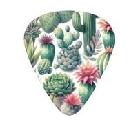 Watercolor-Cactus-Succulents 12 Pack Guitar Picks With 3 Thicknesses And Storage Box, Abs Plectrums For Electric Bass Guitar Players