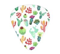 Watercolor Cactus Succulents,12 Pcs Guitar Pick,3 Different Thickness Plectrums for Acoustic Guitar Bass Ukulele (0.46mm 0.96mm 0.71mm)
