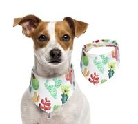Watercolor Cactus Succulents,Dog Bandanas Cotton Pet Scarf Adjustable Bibs for Pet,S