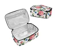 Watercolor Camellia Flowers Butterfly Designed Girls Lunch Bag Thermal Lunch Boxes Simple Modern Lunch Box with Handle mini loncheras para Mujer