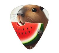 Watercolor-Capybara-Eat-Fruit 12 Pack Guitar Picks With 3 Thicknesses And Storage Box, Abs Plectrums For Electric Bass Guitar Players