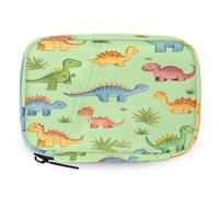 Watercolor Cartoon Dinosaurs Pill Organizer Travel Medicine Case with Zipper Daily Vitamin Storage Bag Portable 8 Slot Weekly Pill Box Supplement Holder for Home Office Gym Travel
