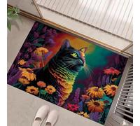 Watercolor Cat Doormat - Inside And Outside Welcome Mat, Mixed Colors Indoor And Outdoor Front Doormat With Non-Slip Backing, Heavy Duty Entrance Mat, 60 X 90 Cm Flower Animals