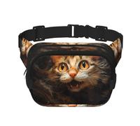 Watercolor cat head Printed fashionable waist bag, unisex messenger bag, fashionable travel waist bag