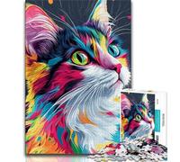 Watercolor Cat Jigsaw Puzzles 1000 Pieces for Adults Teens,Learning Educational Toy for Is Ideal As A Gift for The Whole Family (38x26cm)