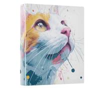 Watercolor Cat Portrait Blue 3 - Ring Binders with 1.57" Round Rings Fit 200 Sheets of 8.5x11 Inches Paper for Home School Office Meeting Classroom, 12.4x10.63x2.36 Inches