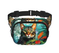 watercolor cat Printed fashionable waist bag, unisex messenger bag, fashionable travel waist bag