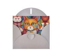 Watercolor Cat Wall Patterned Gray Greeting Card (with Envelope) | 6x4 inches - Perfect for Thanksgiving, Birthdays, Weddings, Holiday Parties
