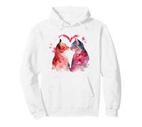 Watercolor Cats Love Heart Feline Couple Art Pullover Hoodie