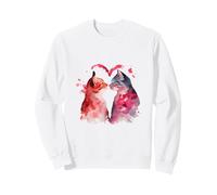 Watercolor Cats Love Heart Feline Couple Art Sweatshirt