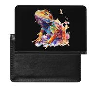 Watercolor Cearded Dragon Passport Holder Cover Wallet with ID Card Slot Slim Travel RFID Blocking Case Protector Essentials for Women Men