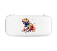 Watercolor Cearded Dragon Portable Storage Bag Compatible with Switch Carrying Case Protector Bags with 15 Games Accessories