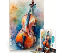 Watercolor Cello Art Adult Jigsaw Puzzles1000 Pieces Brain Game Gift High Precision Die Cut Relaxing Indoor Group Activity (38x52cm)