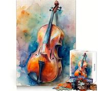 Watercolor Cello Art Jigsaw 1000 Pieces for Adults Focus Ability Time Well Spent Interlock Well Xmas Surprise (50x75cm)
