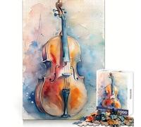 Watercolor Cello Painting for Adults 1000 Piece Jigsaw Puzzle Boost Memory Tranquil Pastime Quality Cut Bday Surprise (38x26cm)