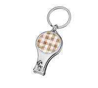 Watercolor Check in Light Brown and White Nail Clippers Toenail Clipper Cutters Professional Nail Trimmer Nail Cuticle Cutter for Women Men