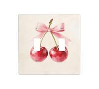 Watercolor Cherries Pink Bow Double Gang Toggle Light Cover Wall Plate Switch Decor Standard Size - 11.4x11.4cm