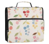 Watercolor Cherry 1.5-Inch 3-Rings School Zipper Binder with Shoulder Strap & Handle Multi-Pocket Document Organizer for Middle Student Clip de cremallera escolar