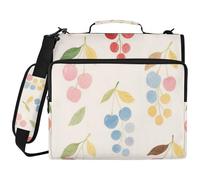 Watercolor Cherry 3 Ringing Office Binder Organizer with Shoulder Strap Waterproof Document Organizer Bag for School Encuadernador de cremallera