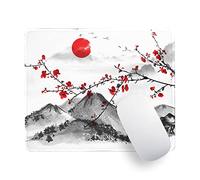 Watercolor Cherry Blossom Mouse Pad Gaming Mousepad Large Japanese Sakura Mouse Mat with Stitched Edge Small Desk Pad for Wireless Mouse 10.2×8.3×0.12 Inch Non-Slip Rubber Base Office Gaming Working