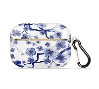 Watercolor Cherry Blossoms Airpod Case Cover with Keychain Full Body Protective Hard ShellVintage Flower Compatible with Apple AirPods Pro Charging Case (Gold)