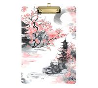 Watercolor Cherry Blossoms Pink Clipboard Acrylic Portable Clipboard Hanging Clipboards A4 Standard Size with Low Profile Metal Clip for Students, Women, Man