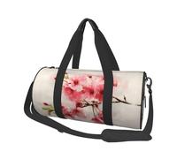 Watercolor Cherry Blossoms Print Round Duffel Bag, Canvas Overnight Travel Tote Bag, Waterproof and Tear-Resistant.Foldable Weekend Travel Bag
