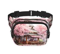 Watercolor Cherry Blossoms Printed fashionable waist bag, unisex messenger bag, fashionable travel waist bag