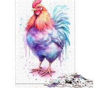 Watercolor Chicken Art Puzzle for Adults And Teenagers 500 Pieces Puzzles for Teenagers Gifts Game Toys for Adults 500pcs (52x38cm)