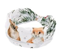 Watercolor Christmas Animals and Snow-Covered Trees Wide Headbands for Women, Yoga Workout Head Bands Wide Elastic Hair Bands for Washing Face Makeup
