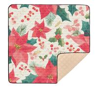 Watercolor Christmas Pattern Poinsettia Spruce Large Sturdy Baby Gym & Activity Mat for Floor Washable Tummy Time & Crawling Mat for Newborns Babies Infants Toddlers, 50'' x 50''