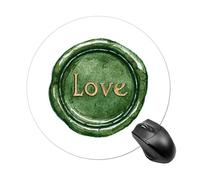 Watercolor Christmas Wax Seal Love Embossed Mousepad Round Computer Mousepad Waterproof Gaming Mousepads with Non-Slip Rubber Base Mousepads Mousemat for Laptop Office 20 CM