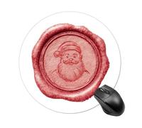 Watercolor Christmas Wax Seal Santa Embossed Mousepad Round Computer Mousepad Waterproof Gaming Mousepads With Non-Slip Rubber Base Mousepads Mousemat For Laptop Office 7.8 Inch