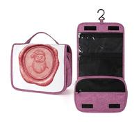 Watercolor Christmas Wax Seal Santa Embossed Travel Toiletry Bag for Women,Hanging Makeup Organizer with Hook for Shampoo