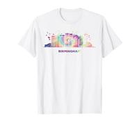 Watercolor City Art Skyline Designs Birminghamer Skyline Colorful Cityscape Birmingham T-Shirt