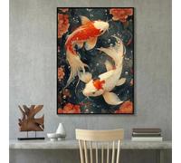 Watercolor Classic Japanese Style Koi Fish Zen Yin Yang Animals Poster Canvas Prints Painting Wall Art Pictures Home Decor 40x60CM Frameless