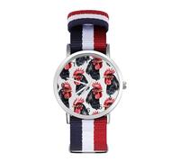 Watercolor Cock Rooster Pattern Custom Quartz Watches Arabic Numerals Wrist Watch with Adjustable Strap for Men Women