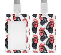Watercolor Cock Rooster Pattern Funny ID Badge Holder with Detachable Neck Lanyards Vertical Card for Offices Men Women