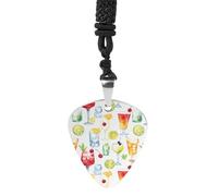 Watercolor Cocktails Vintage Pick Necklace Guitar Bass Pick Pendant &B Steel Music Jewelry for Music Lovers