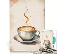 Watercolor Coffee Cup with Latte Art 1000 Pieces Puzzles for Teenagers Mind Boost Fun High Accuracy Cutting Craft Calming Mental Break Activity (38x52cm)