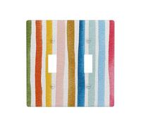 Watercolor Color Stripes Pattern Double Gang Toggle Light Cover Wall Plate Switch Decor Standard Size - 11.4x11.4cm