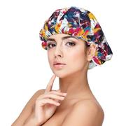 Watercolor Colored Wolf Print Satin Silk Bonnet for Sleeping Women, Adjustable Double Layer Satin Hair Bonnet Night Sleep Cap for Curly Hair
