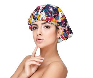 Watercolor Colored Wolf Print Satin Silk Bonnet for Sleeping Women, Adjustable Double Layer Satin Hair Bonnet Night Sleep Cap for Curly Hair