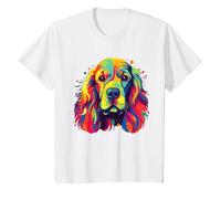 Watercolor Colorful American Cocker Spaniel Dog T-Shirt, Youth, White, 4T