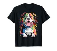 Watercolor Colorful American Pit Bull Terrier Dog T-Shirt