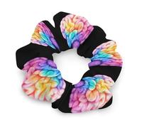 Watercolor Colorful Brain Colorful Scrunchies for Women Soft Cute Elastic Hair Bands Ponytail Holders