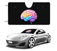 Watercolor Colorful Brain Printed Windshield Sun Shade Heat Absorption Windproof Foldable Car Window Shades Cover for Universal Vehicle