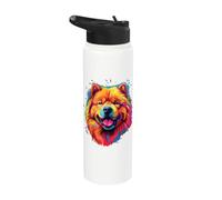 Watercolor Colorful Dogs Chow Chow Stainless Steel Insulated Water Bottle