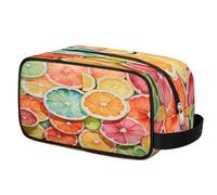 Watercolor Colorful Lemon Slice Toiletry Bag for Travel, Cosmetic Makeup Bag Waterproof Polyester Shaving Bag for Men Women Kids, Portable Organizer for Bathroom Gym Vacation